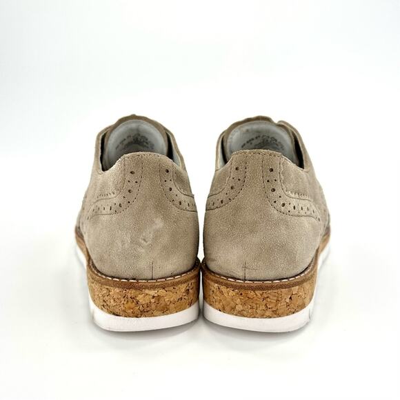 Gabor Men Comfort Optifit Oxford Sz 8 Tan Suede Wingtip Casual Lace-Tie Sneakers